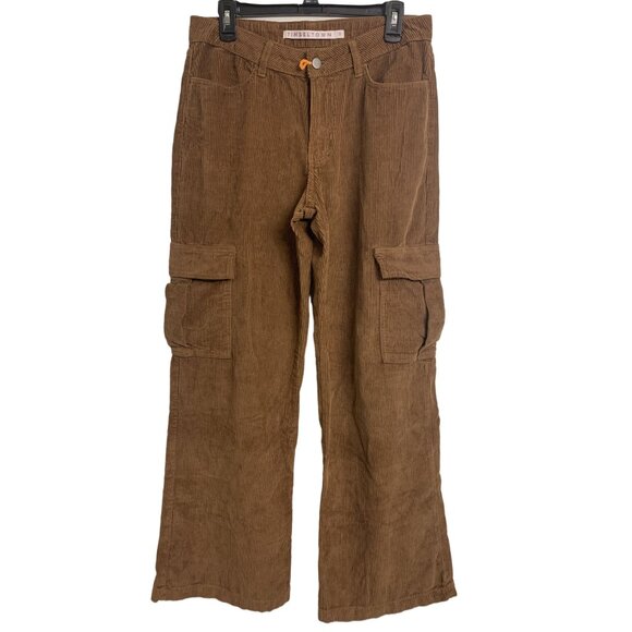 Tinseltown Brown Corduroy Wide Leg Cargo Pants Size 11 (Juniors) - Picture 1 of 9